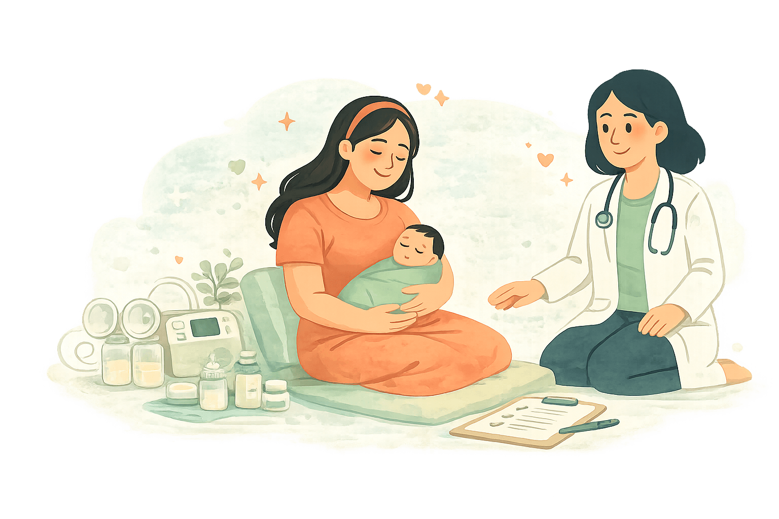 Postpartum care illustration